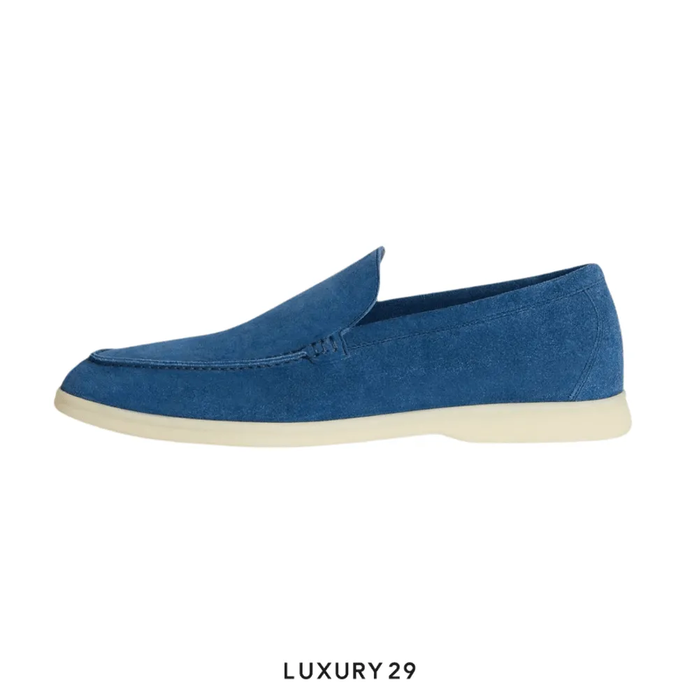 Loro Piana Summer Walk Loafers Suede Cobalt Ink(42.5, Blue)