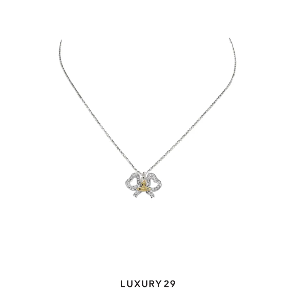 Vivienne Westwood Rigoberta Pendant Necklace SS26 SI U Platinum/ Gold/ White Crystal(Free Size, Silver)