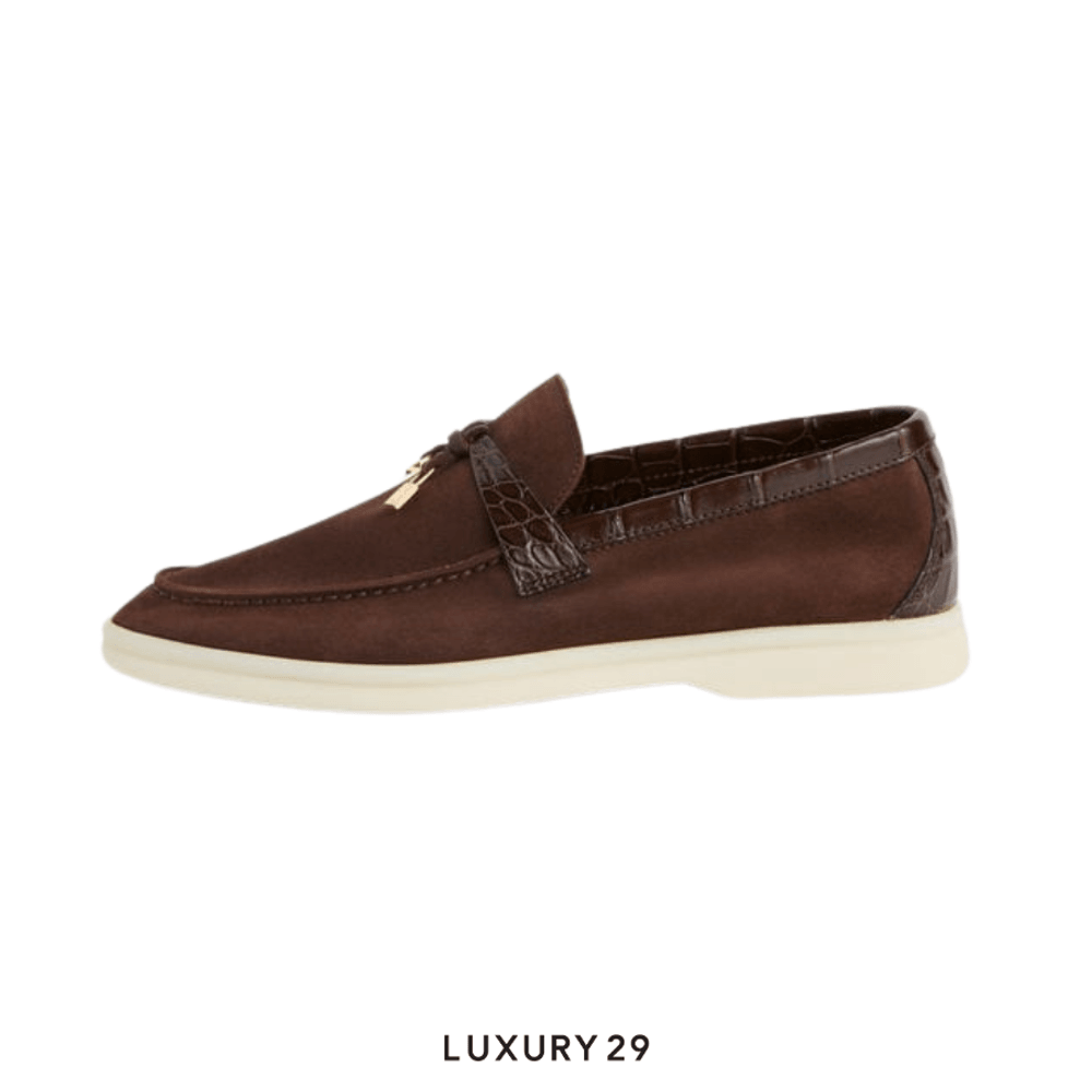 Loro Piana Summer Charms Walk Suede Chocolate(39, Brown)