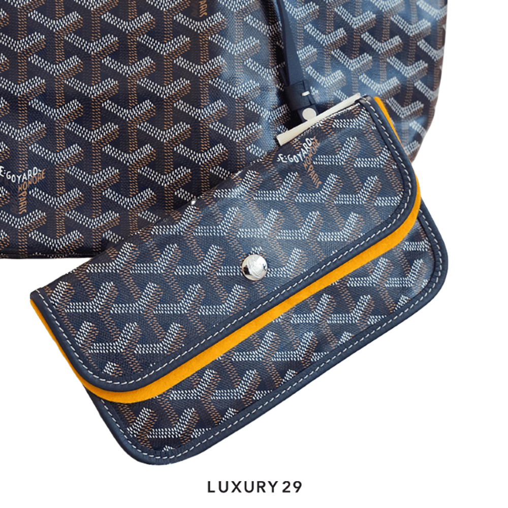 Goyard Saint Louis PM Bag Navy Blue Hand-Painted Heart Purple(Small, Blue)