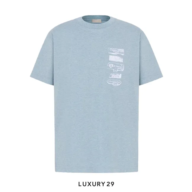 Dior Archives Labels T-Shirt, Relaxed Fit Blue