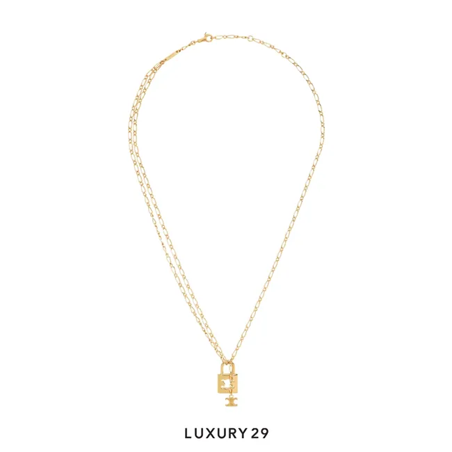 Celine Triomphe Lock necklace Gold
