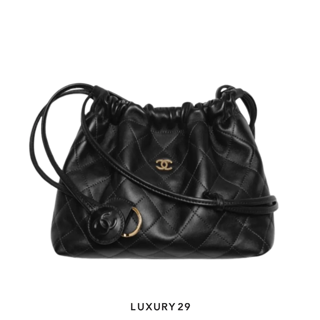 Chanel Clutch with Leather Strap Lambskin Black(Small, Black)