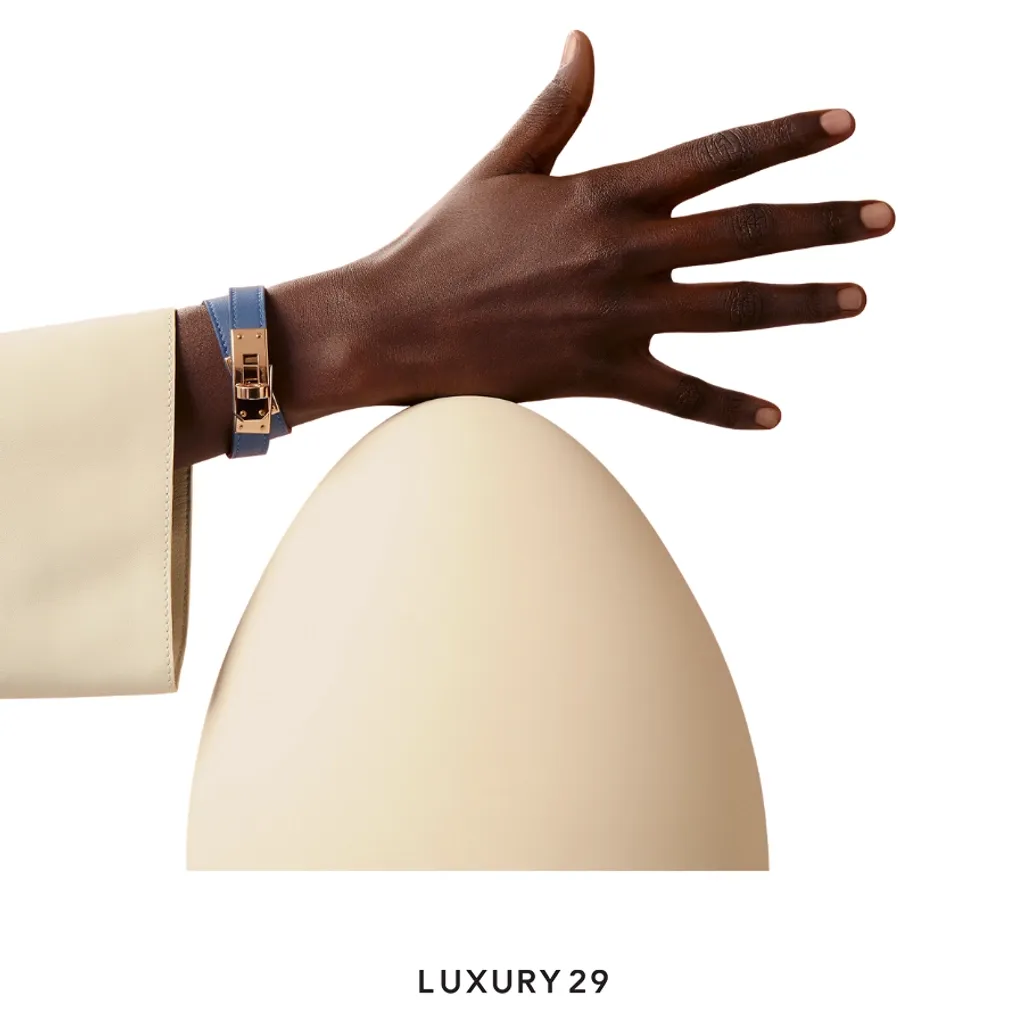 Hermes Mini Kelly Double Tour bracelet Bleu Tie(Small, Blue)