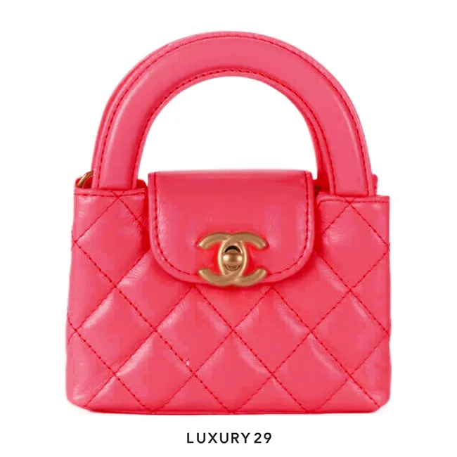 Chanel MICRO SHOPPING BAG Shiny Aged Calfskin & Gold-Tone Metal Pink