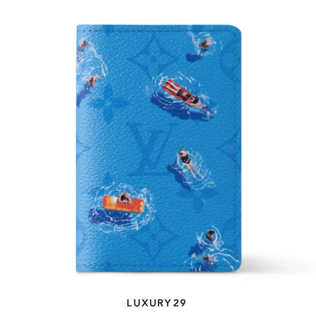 Louis Vuitton LV Pocket Organizer Wallet Pool Blue Colored Monogram Canvas(Small, Blue)