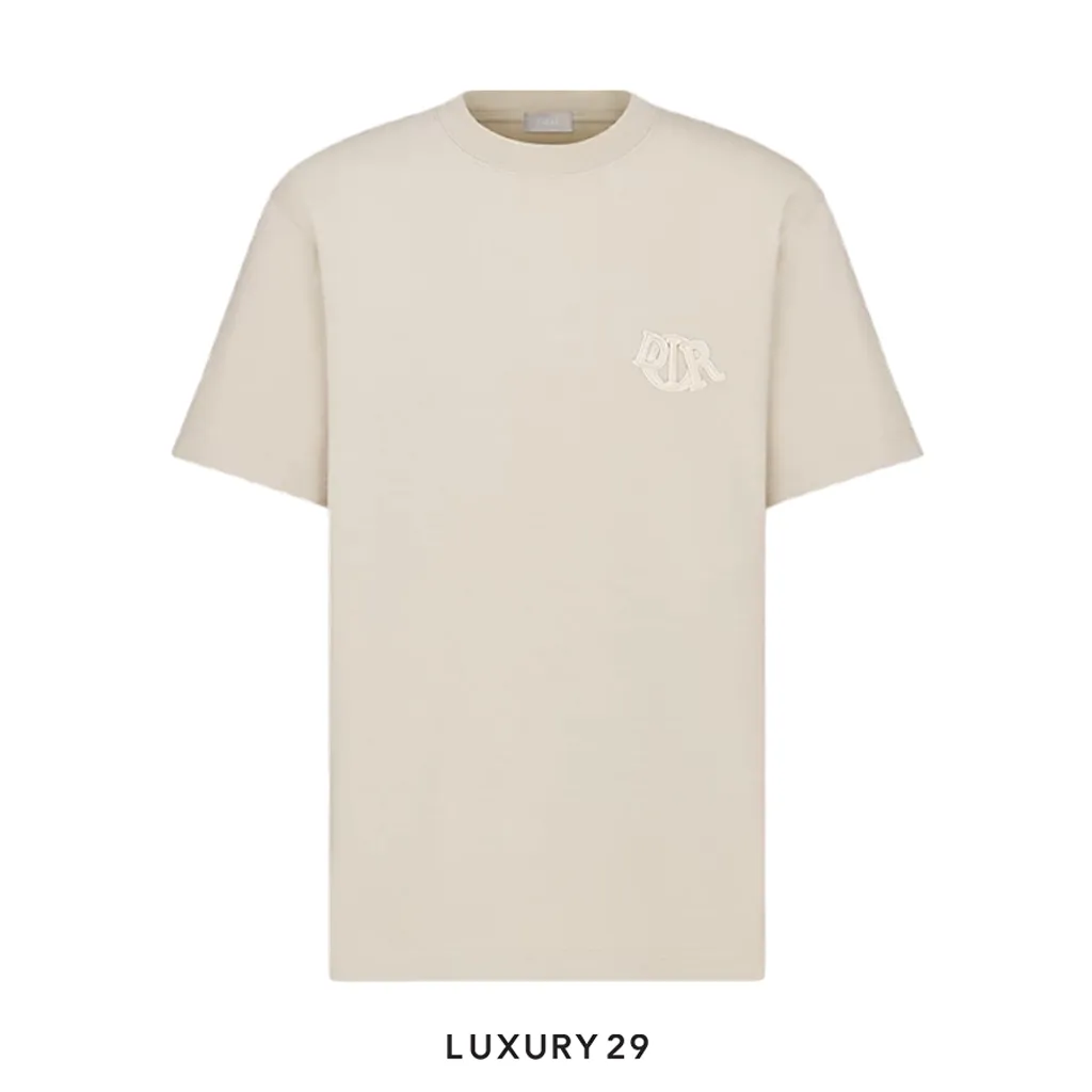 Dior Charm T-Shirt Relaxed Fit Beige Cotton Jersey(M, Neutrals)