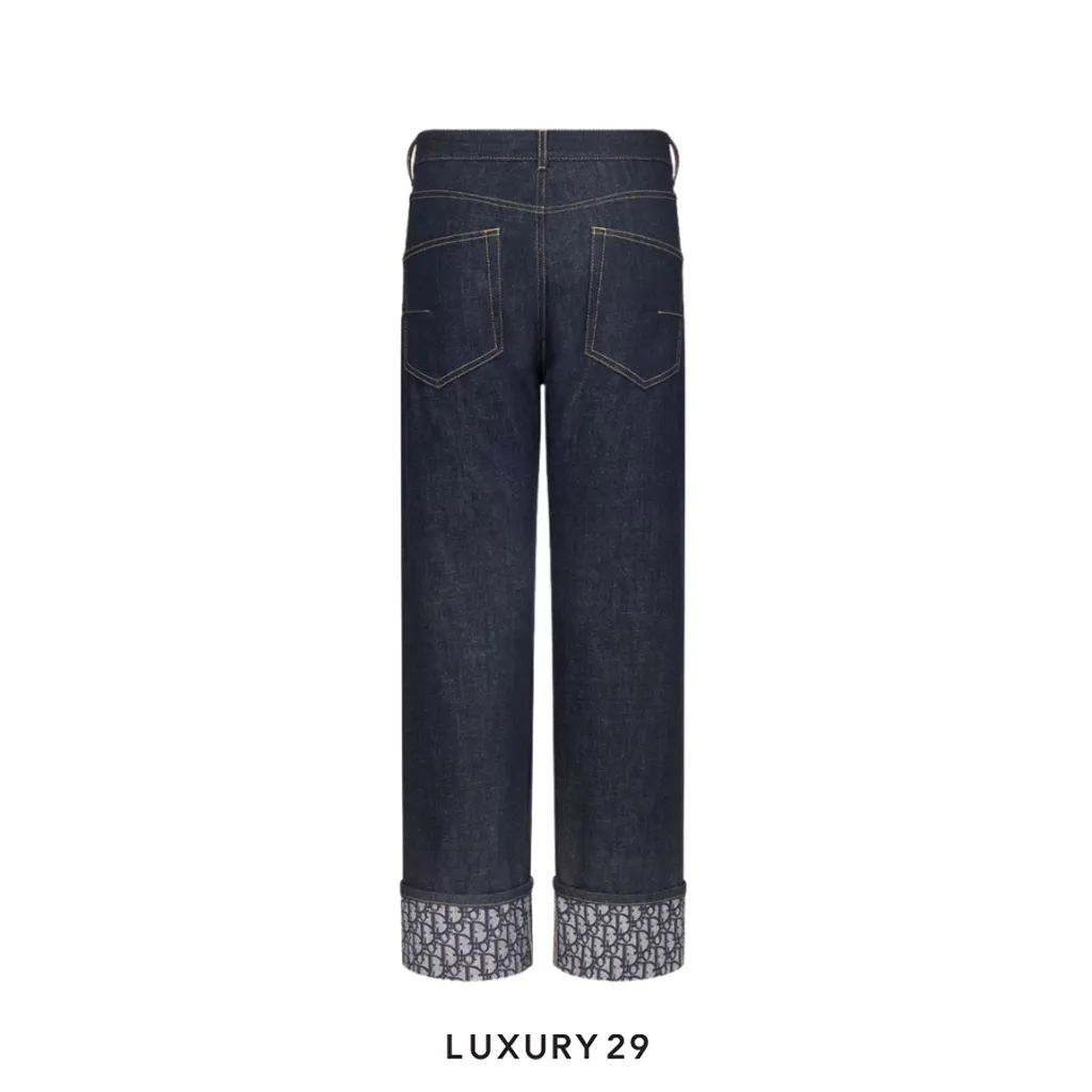 Dior Boyfriend Jeans Blue Cotton Denim with Dior Oblique Interior Blue(32, Blue)