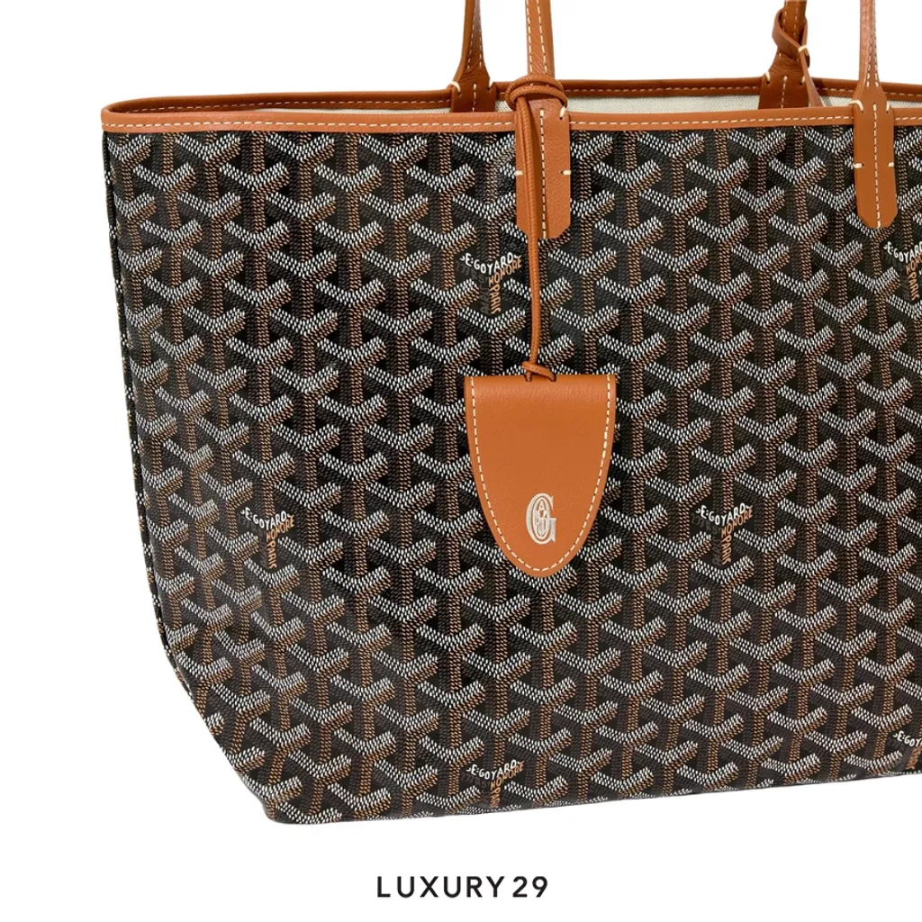 Goyard Saint Louis PM Bag with Croc Universal Black & Tan(Small, Brown)