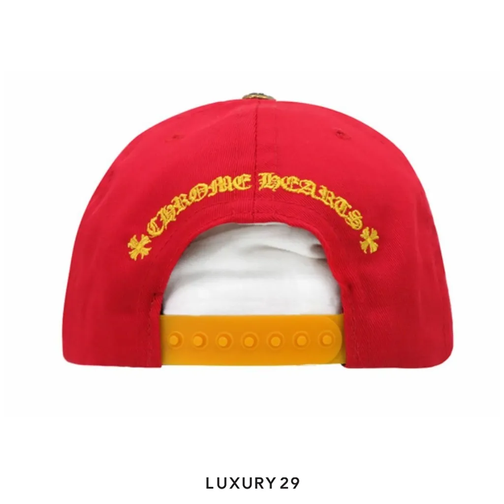 Chrome Hearts CH Silver Button Hat Red/Yellow(Small, Red)
