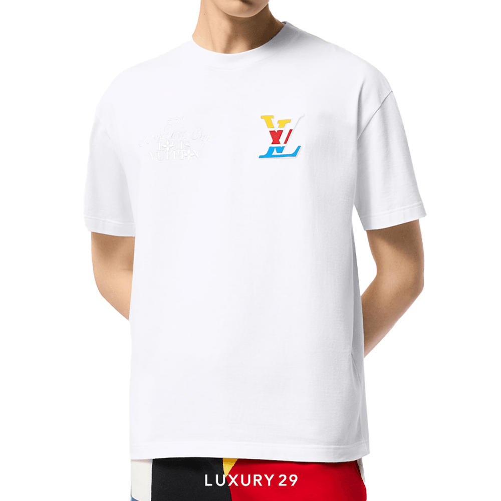 LV Graphic Cotton T-Shirt White(S, White)