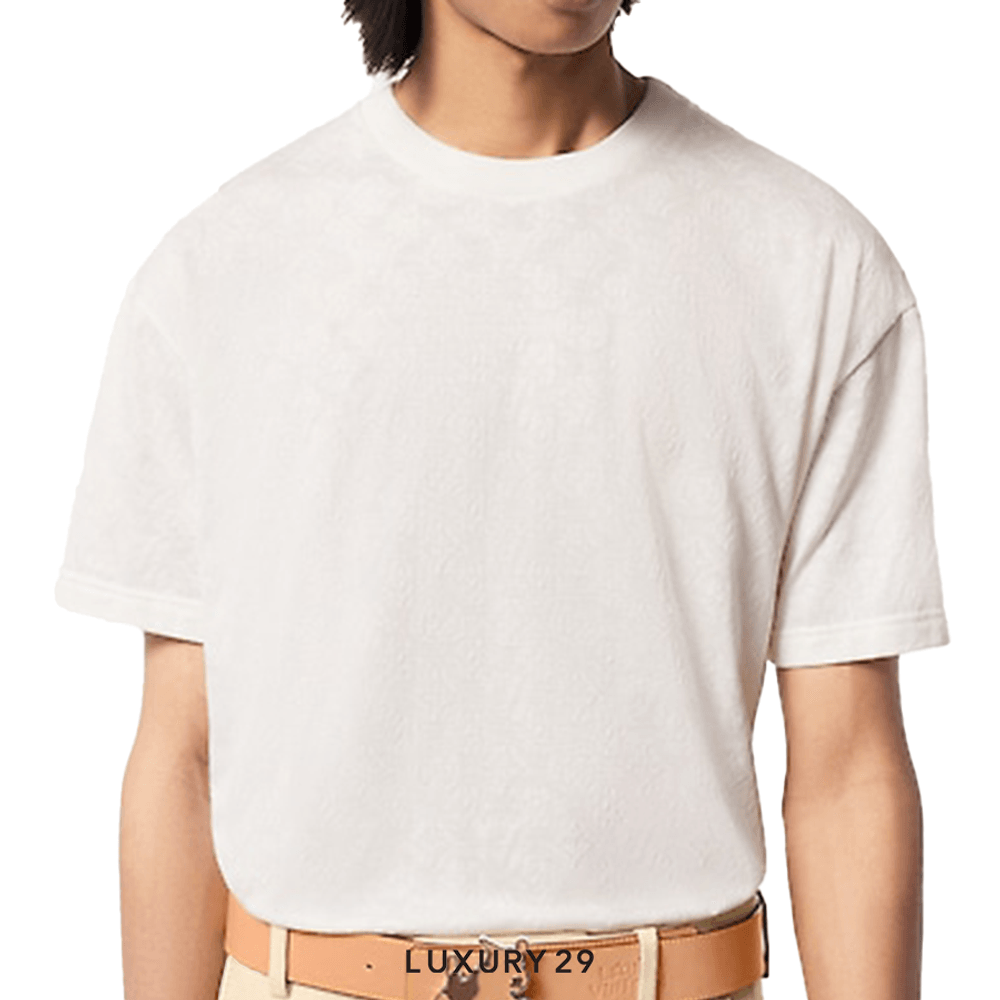 LV Monogram Fil Coupe Cotton T-Shirt(M, White)