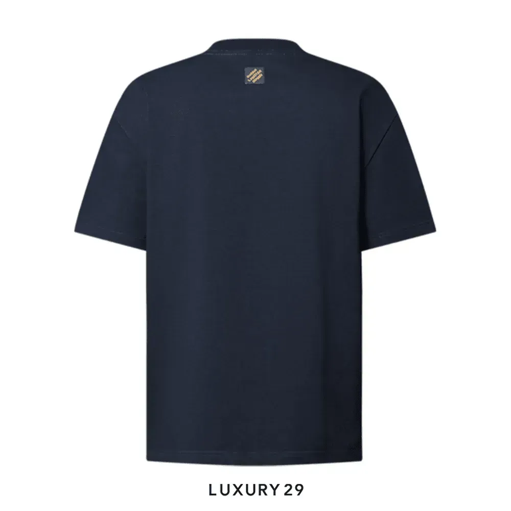Louis Vuitton LV Vers Embellished Short-Sleeved T-Shirt Dark Blue(S, Blue)