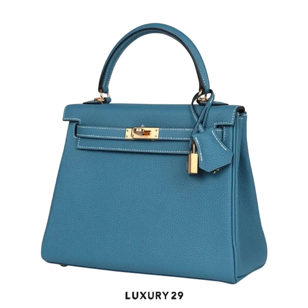 Hermes Sac Kelly II Retourne 25 Veau Togo D2 New Bleu Jean / B Stamp (2023)(Small, Blue)