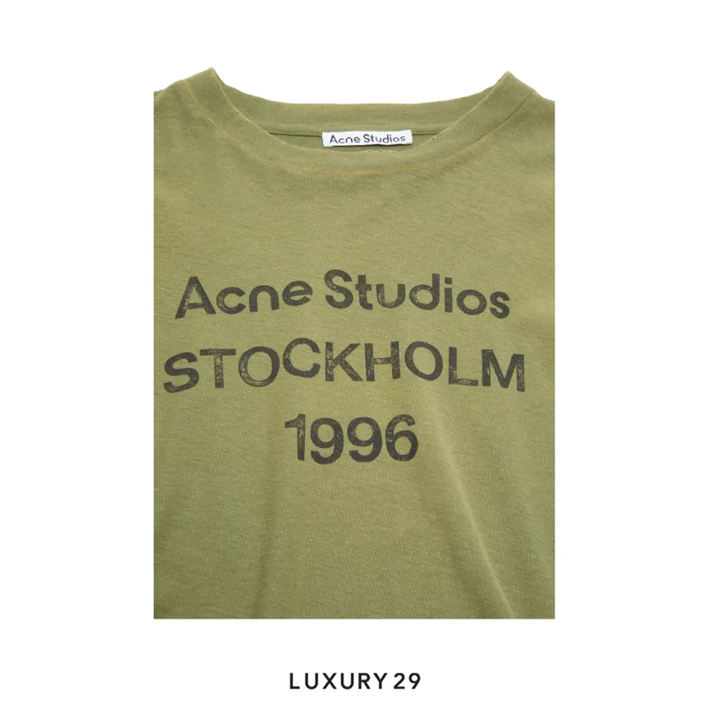 Acne Studios Sprayed 1996 logo t-shirt Olive green(M/S, Green)