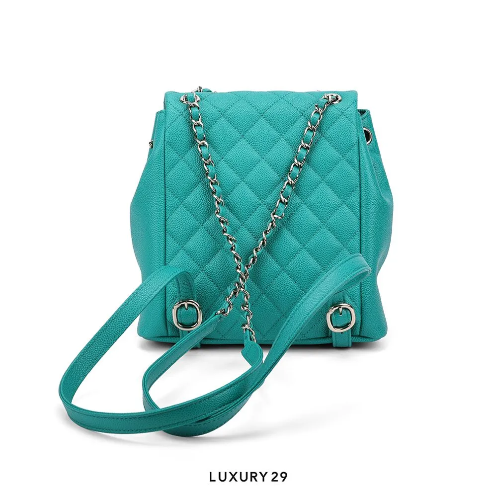Chanel Small Backpack Grained Shiny Calfskin & Gold-Tone Metal Green(Small, Green)