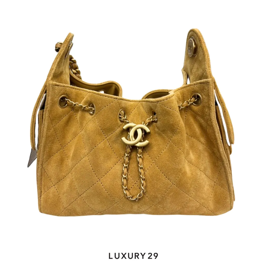 Chanel 25 Mini Handbag Suede calfskin and gold-colored metal Dark Beige(Mini, Brown)