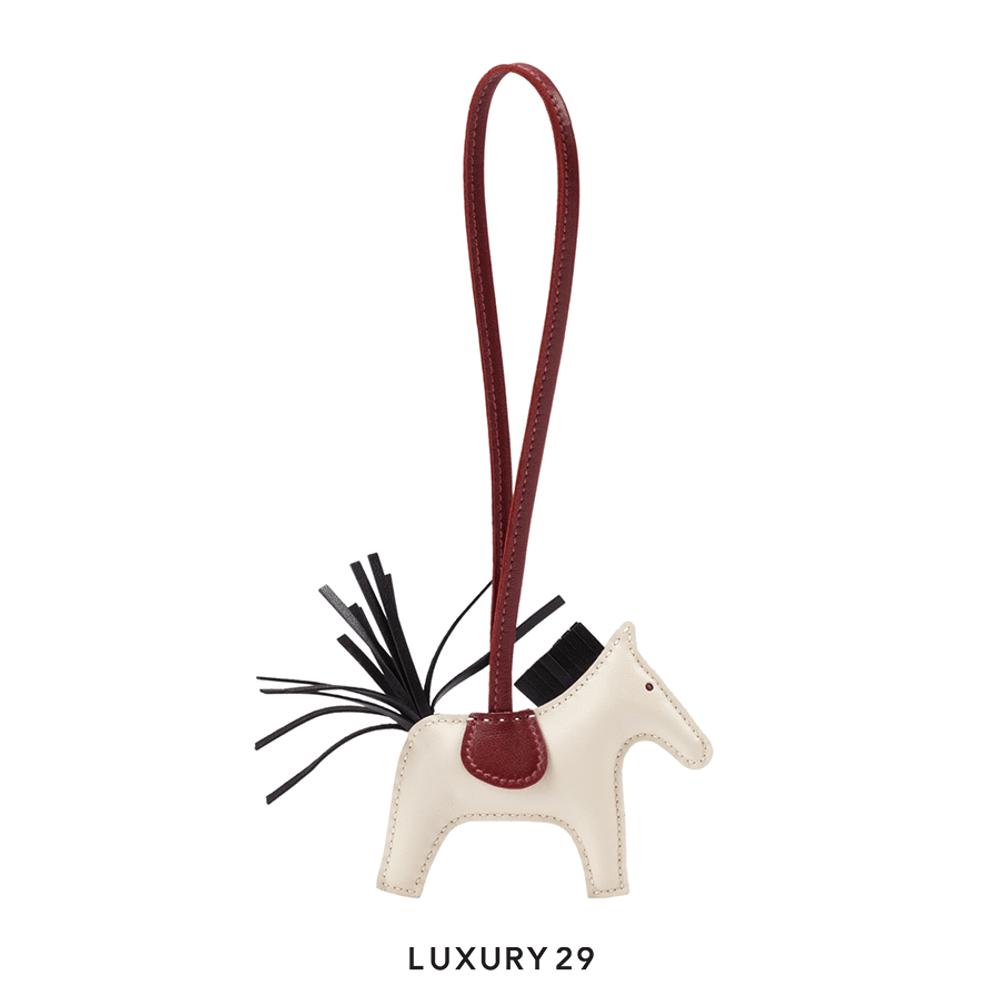 Hermes Rodeo PM charm craie / noir / rouge H(Small, White)