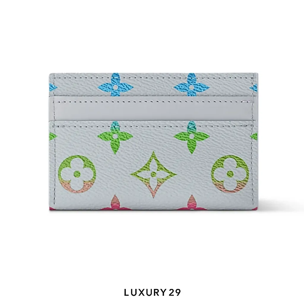 Louis Vuitton LV Double Card Holder Monogram iridescent canvas Gray gradient(Small, Grey)