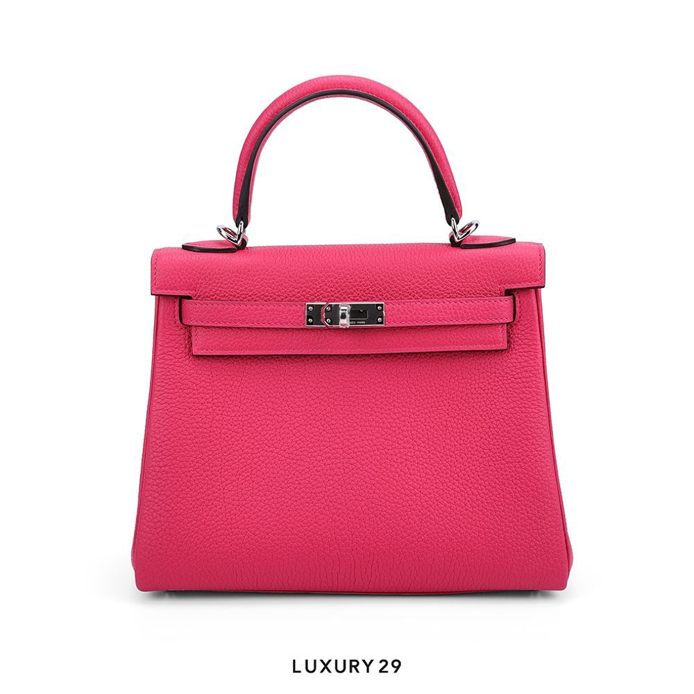 Hermes Kelly Retourne 25 Magnolia Togo Palladium Hardware / U Stamp(Small, Pink)