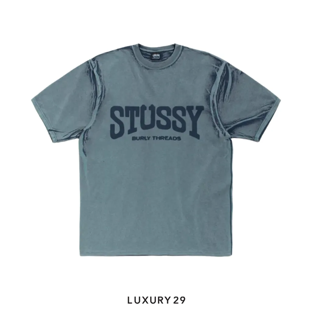 STUSSY BURLY STONE WASHED TEE NAVY(S, Blue)