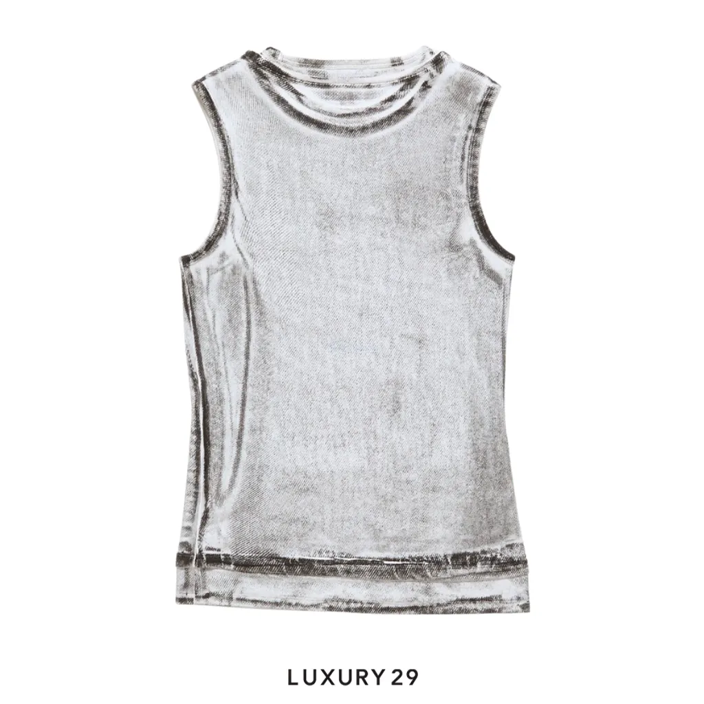 Acne Studios Layered logo tank top Black/White(M, Grey)