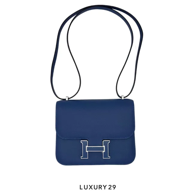 Hermes SAC Constance III Mini Blue Tie K Stamp  (2025)