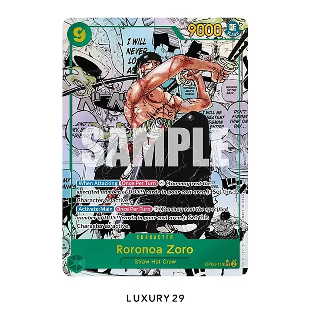 One Piece Roronoa Zoro (Alternate Art) (Manga) Wings of the Captain SEC OP06-118 (PSA10)(Small, Multicolour)