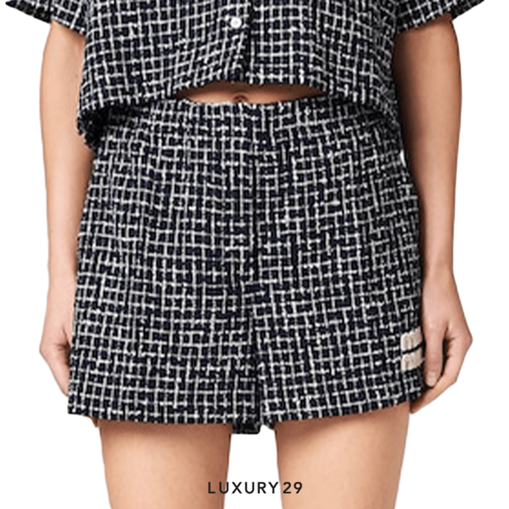 MIU MIU Checked tweed shorts Blue/Ivory(XS, Blue)