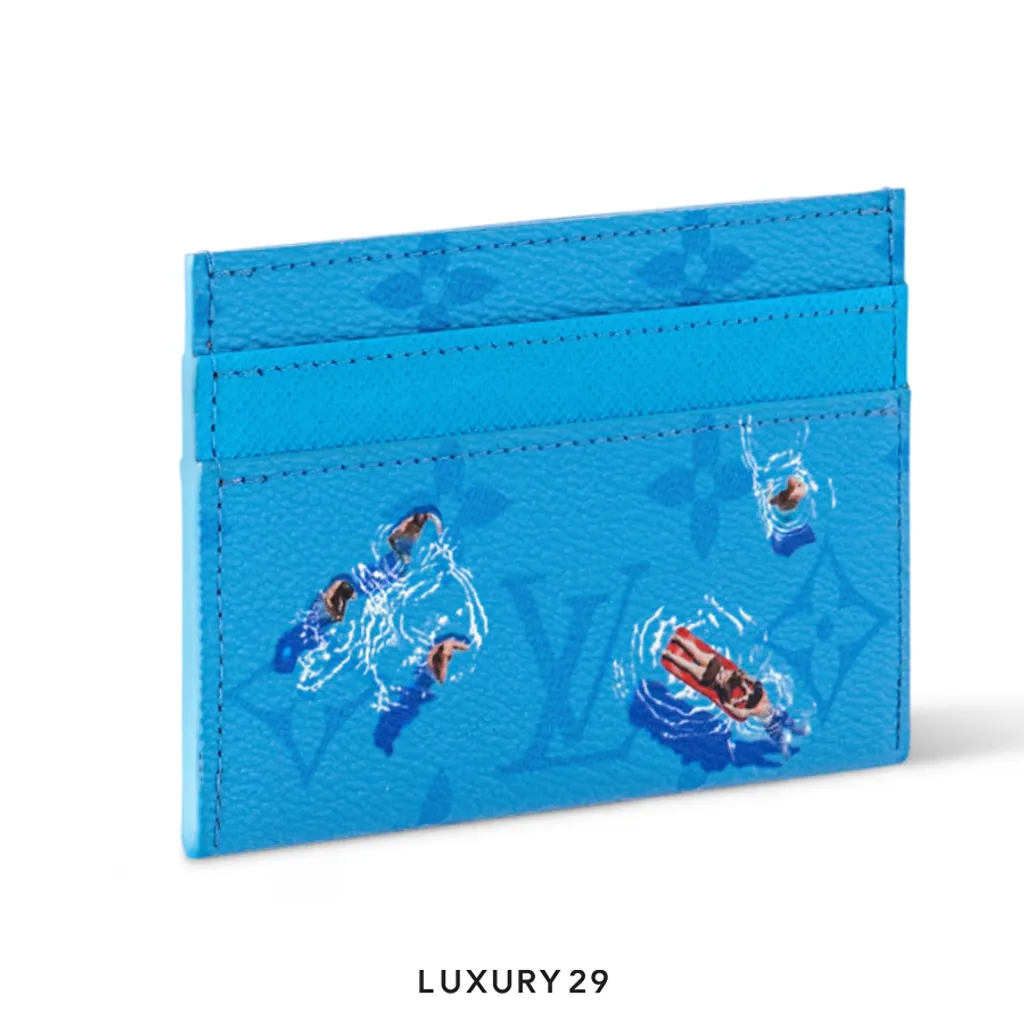 Louis Vuitton LV Double Card Holder Exclusive Online Pre-launch Lagoon Blue(Small, Blue)
