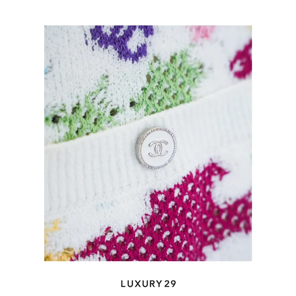 Chanel Flower Patterns Casual Style Rib Street Style Party Style(S, Multicolour)