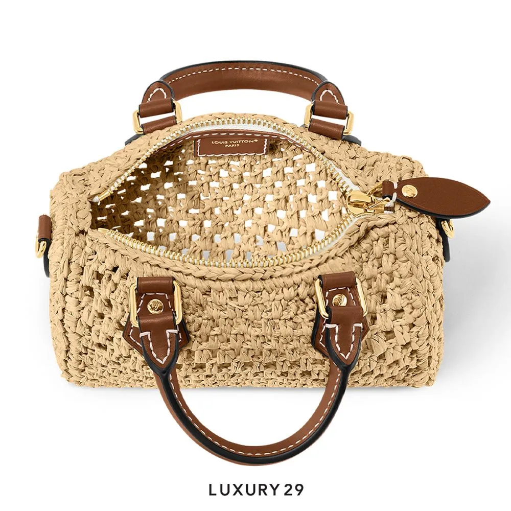 Louis Vuitton LV Nano Speedy bag 100% natural Raffia fiber Beige Natural/Tan(Small, Brown)
