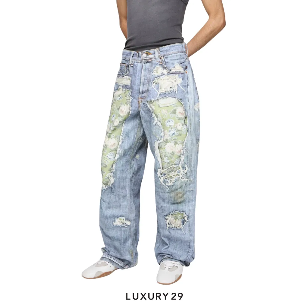 Acne Studios Low waist, baggy leg Trompe-l’oeil jeans - 1981(XS/XS, Blue)