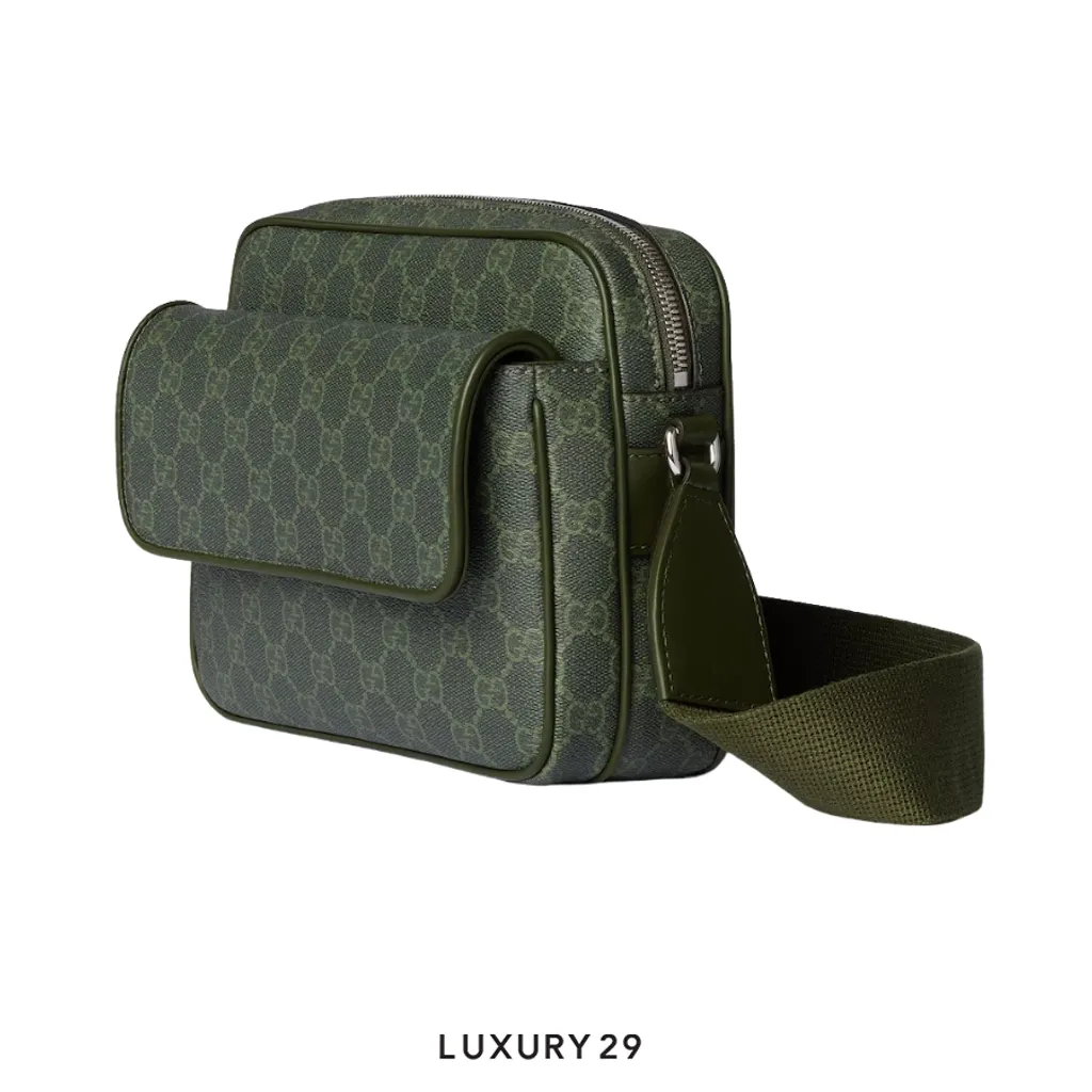 Gucci GG Monogram small crossbody bag Forest green GG Monogram coated fabric(Small, Green)