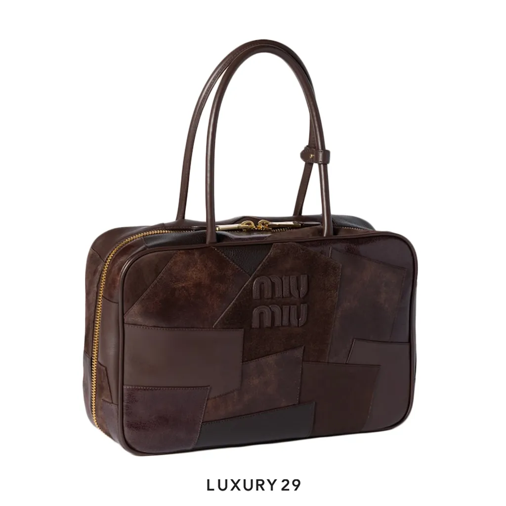 Miu Miu Leather patchwork Beau bag Radica(Medium, Brown)