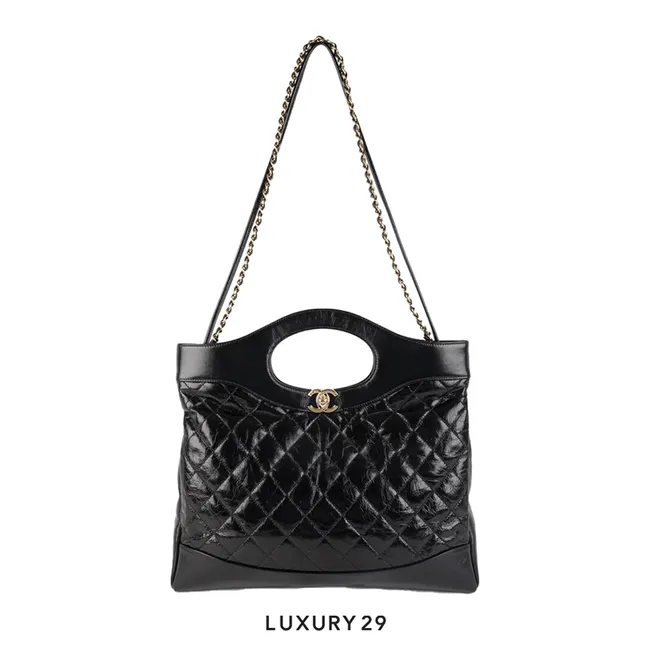 Chanel 31 Medium Shopping Bag Shiny Lambskin & Gold-Tone Metal Black