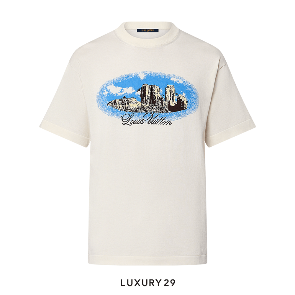 Louis Vuitton LV Graphic Short-Sleeved Cotton Crewneck(S, White)