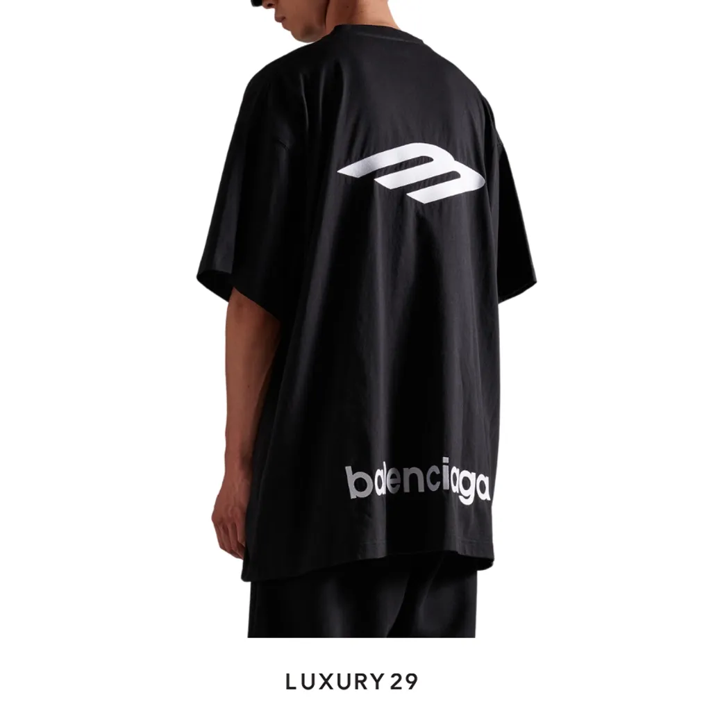 Balenciaga 3b Sports Icon Oversized T-shirt in Washed Black/white(S, Black)