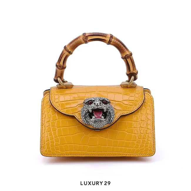 Gucci bag yellow croc panther diamond head