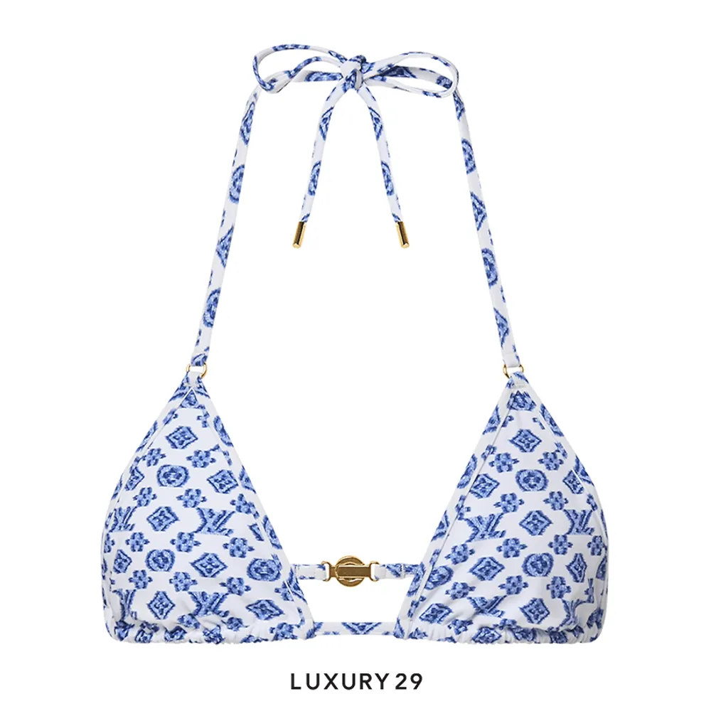 Louis Vuitton LV Blurry Monogram Bikini Top(S, Blue)