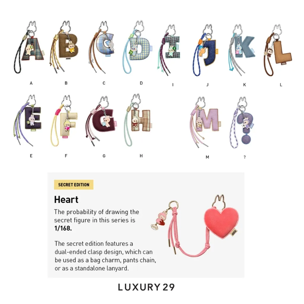 Pop Mart THE MONSTERS - Pin For Love Series Letter Pendant Blind Box (A-M)(Small, Multicolour)