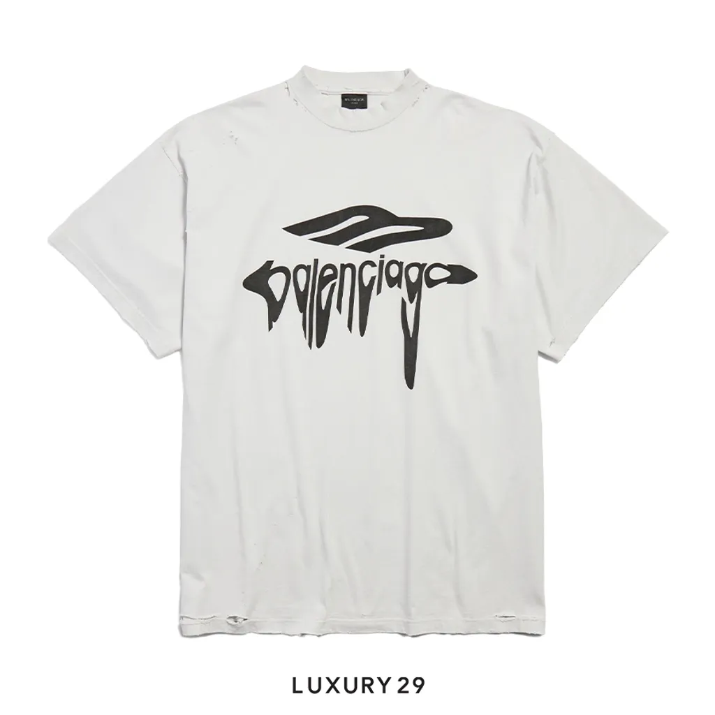 Balenciaga Men's 3b Liquefied T-shirt Oversized in White(S, White)