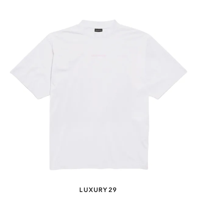 Balenciaga Men's Balenciaga Back T-shirt Medium Fit in Dirty White/baby-pink