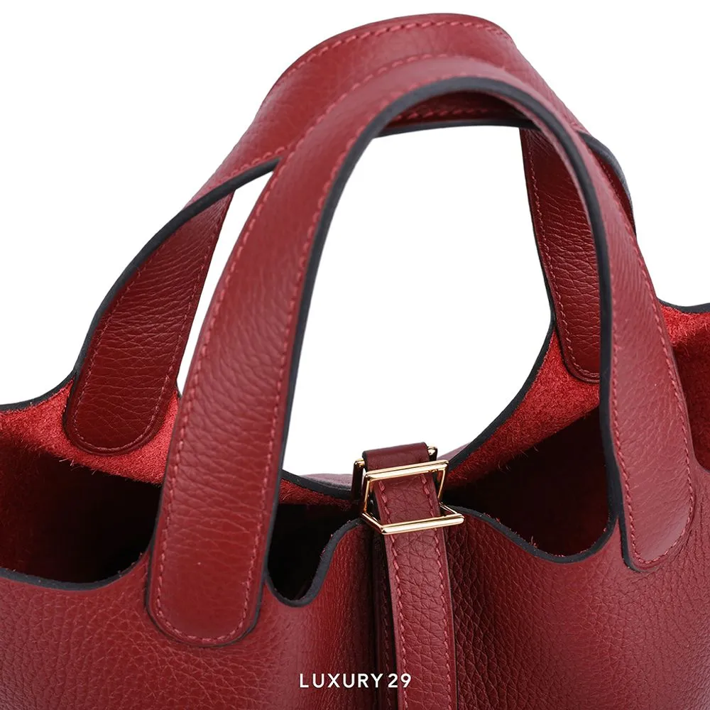 Hermes Picotin Lock 18 Rouge H Clemence Gold Hardware(Small, Red)