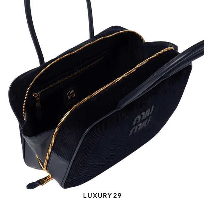 Miu Miu Beau Corduroy Top-Handle Bag Navy