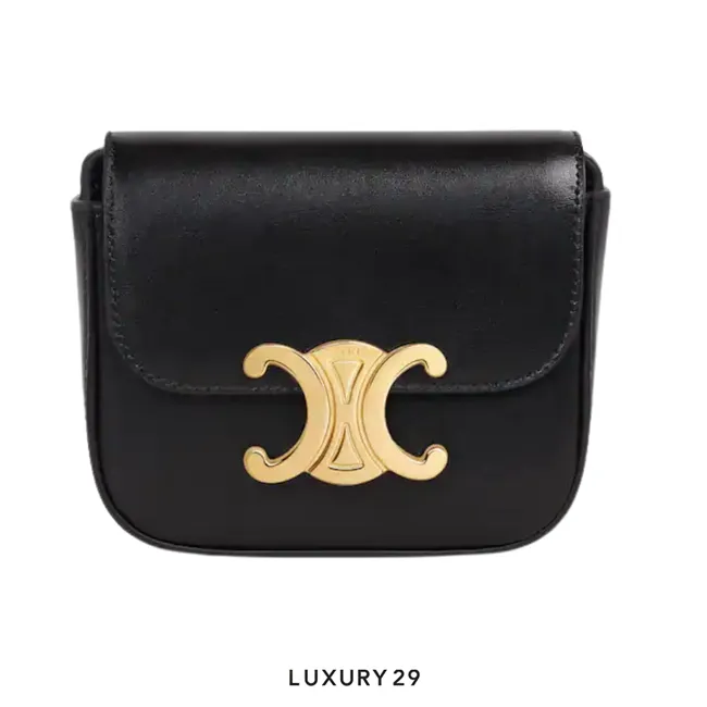 Celine CLAUDE Mini Bag in Glossy Calfskin Black