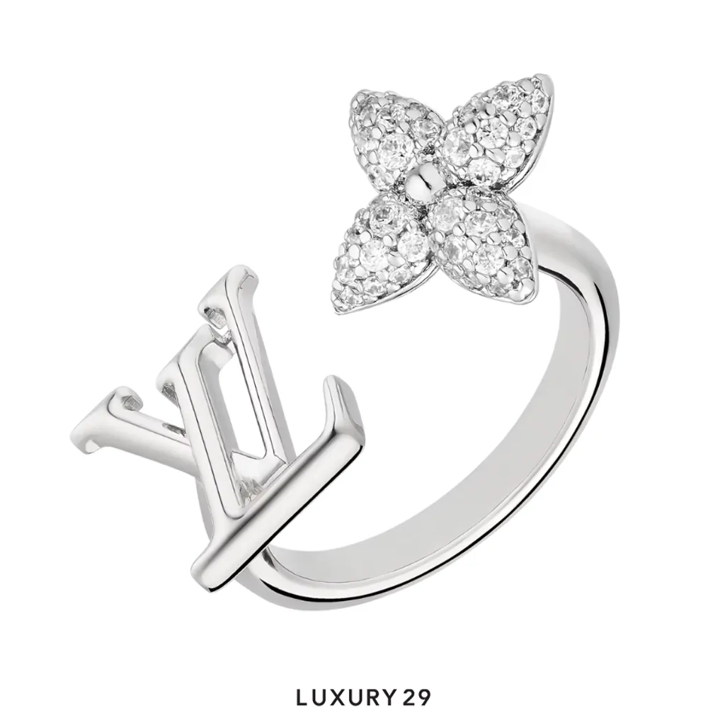Louis Vuitton Louisette Signature Strass Ring Palladium Size S(Small, Silver)