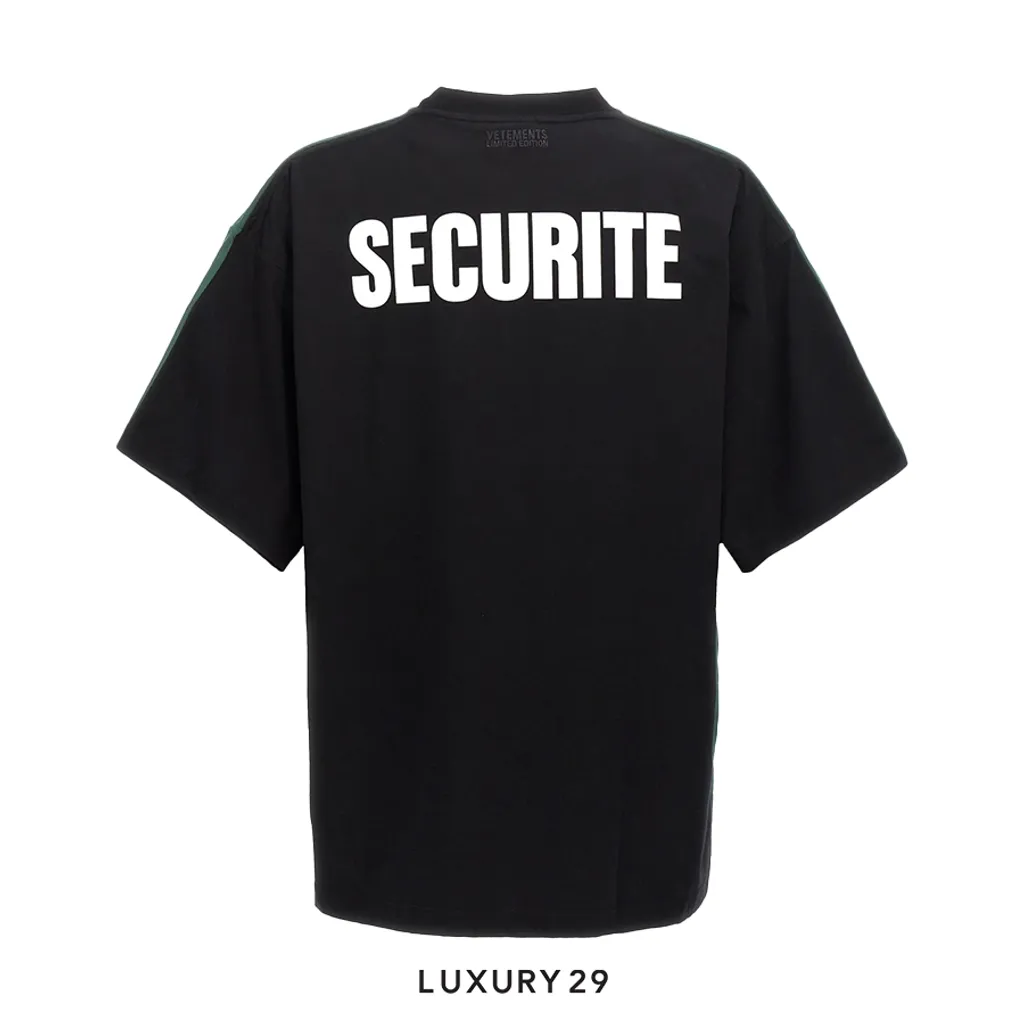 VETEMENTS logo-print Polizie cotton T-shirt Green/Black(S, Green)