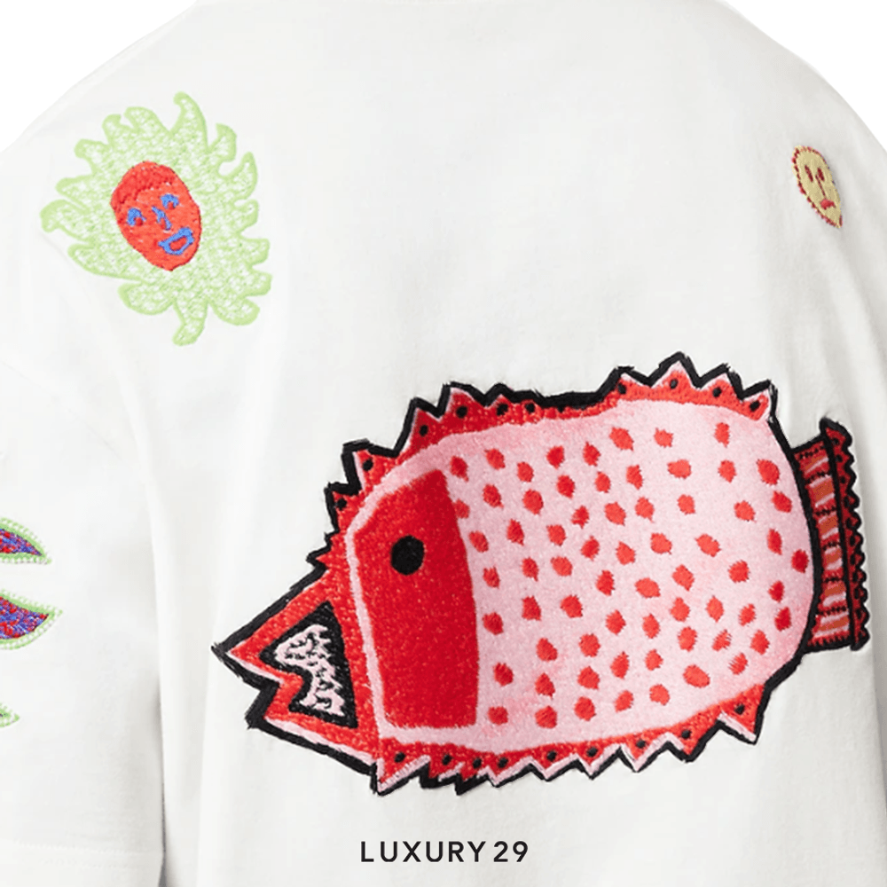 LV x YK Embroidered Faces T-Shirt(L, White)