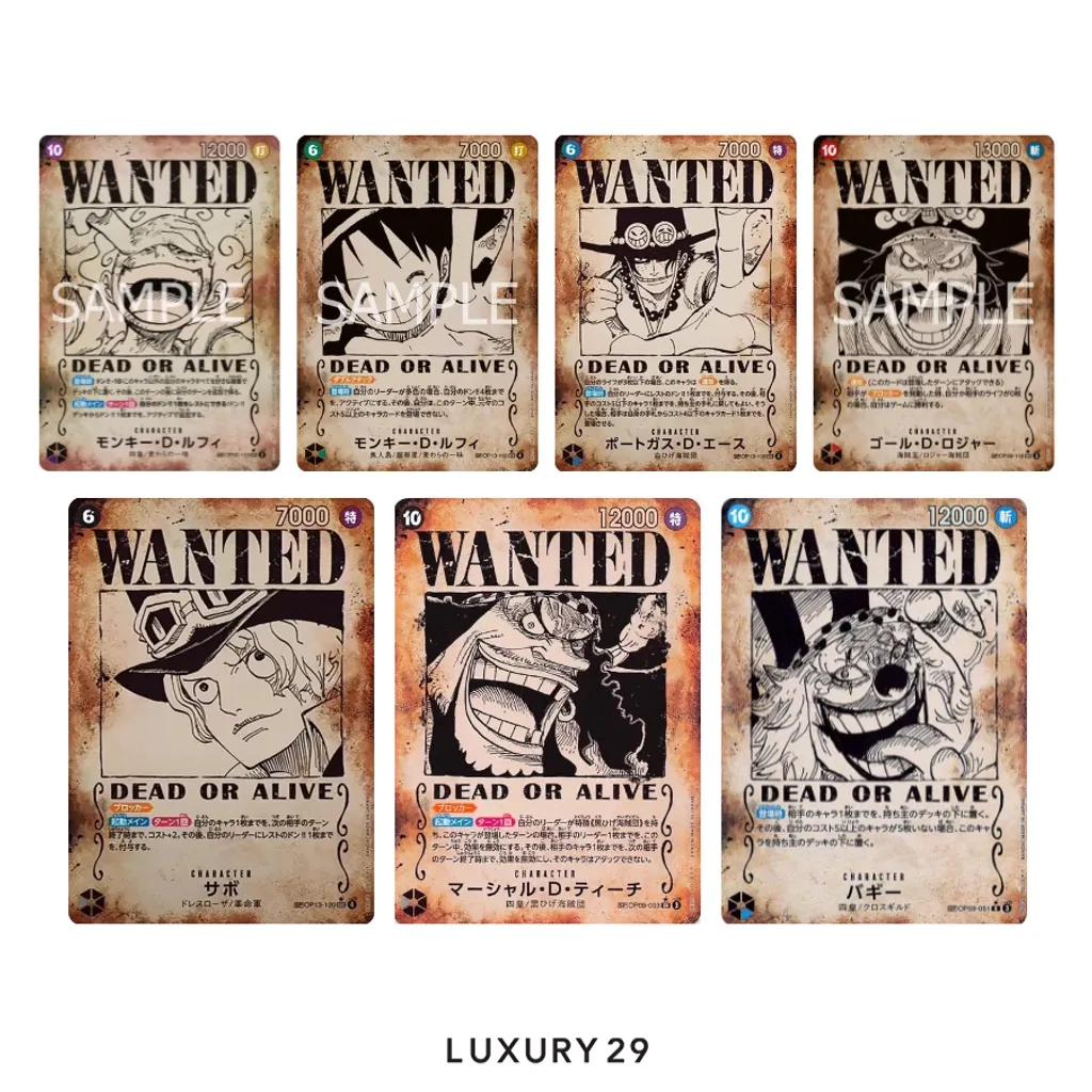 One Piece Wanted Card Complete set of 8 Japanese PSA 10 (JP)(Small, Multicolour)